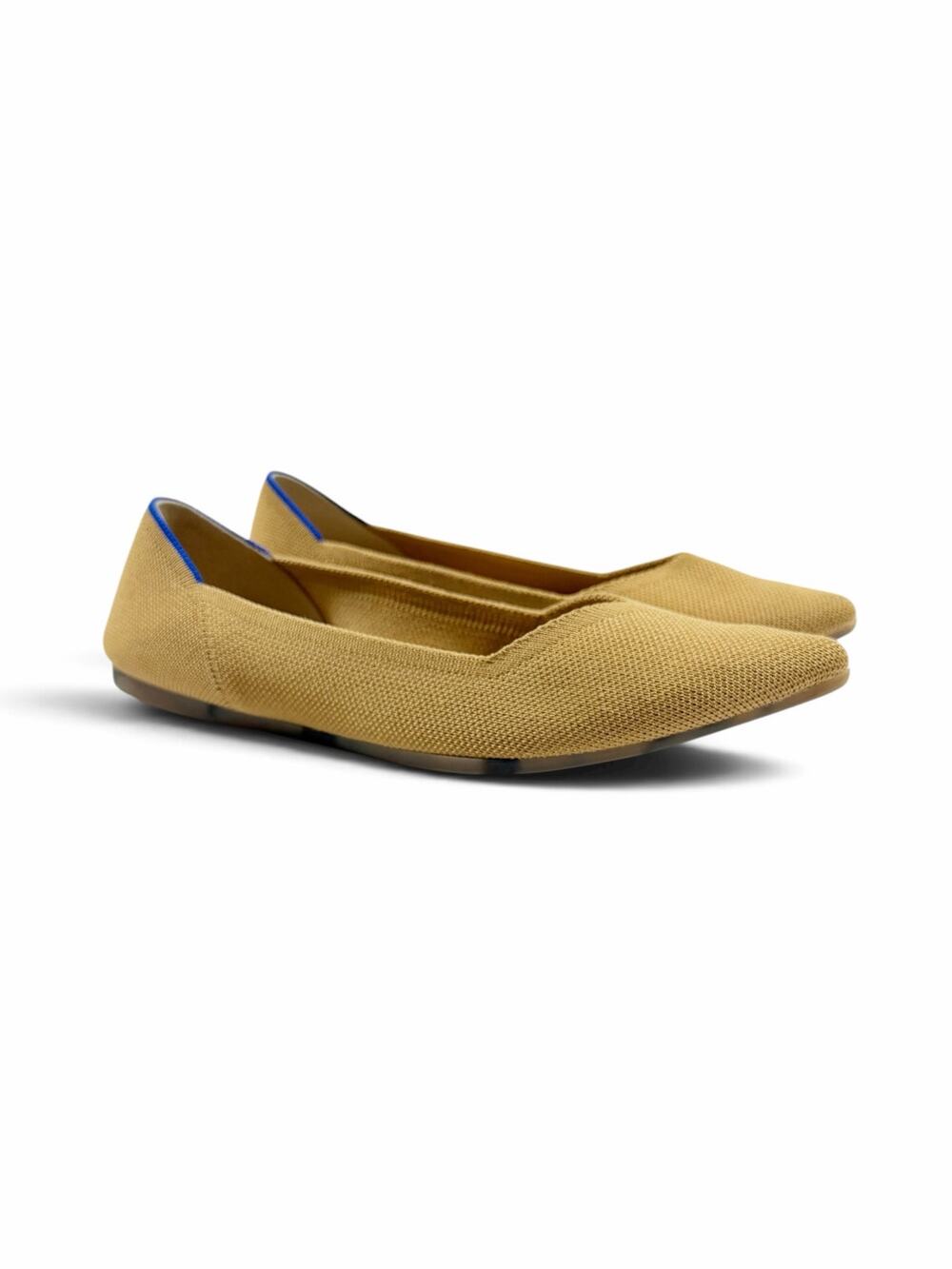 Rothy’s The Point Women’s Knit Flats Tan Blue Size 7.5